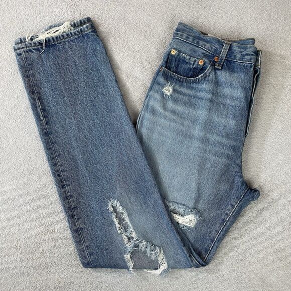 Levi's 501 Big E Straight Leg Premium Jeans Women’s 29 x 32 Destroyed Selvedge - Picture 5 of 16